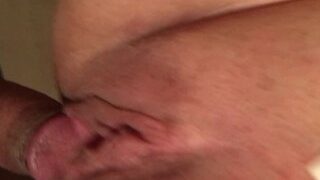 Cheating wife’s tits bounce as I fuck fuck. We aknost get caughlt