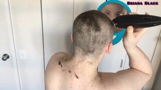 Young Woman With Big Tits Shaves Head Bald